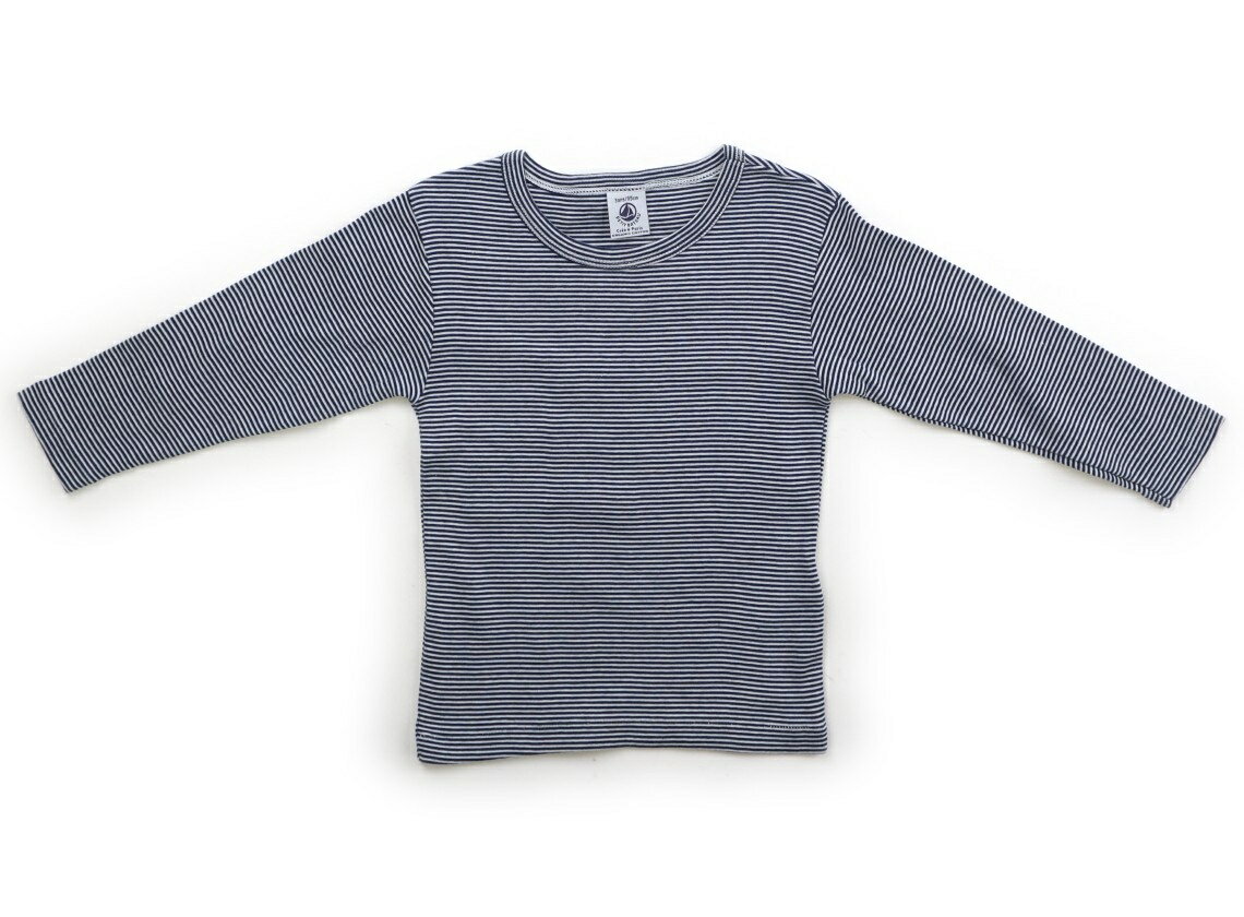 プチバトー PETIT BATEAU Tシャツ・カットソー 95 女の子 ブルー・ホワイトボーダー 子供服 ベビー服 キッズ アウトレット ユーズド 【中古】キッズ・ベビー・マタニティ