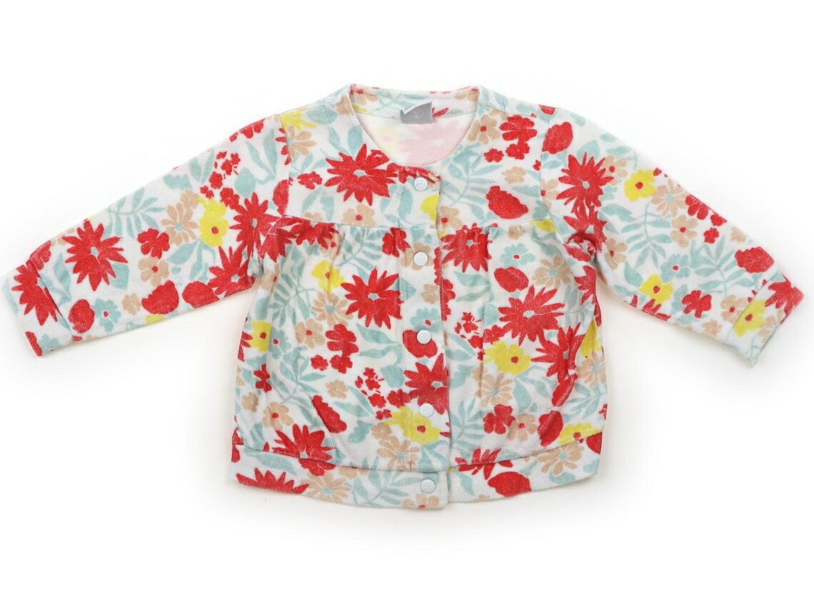 プチバトー PETIT BATEAU カーディガン 70 女の子 ホワイト・レッド他・花柄 子供服 ベビー服 キッズ アウトレット ユーズド 【中古】キッズ・ベビー・マタニティ