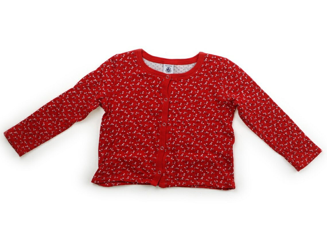 プチバトー PETIT BATEAU カーディガン 110 女の子 赤、白、花柄 子供服 ベビー服 キッズ アウトレット ユーズド 【中古】キッズ・ベビー・マタニティ