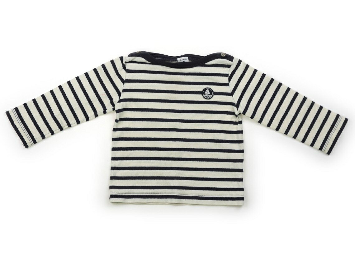 プチバトー PETIT BATEAU トレーナー・プルオーバー 80 女の子 アイボリー、紺ボーダー 子供服 ベビー服 キッズ アウトレット ユーズド 【中古】キッズ・ベビー・マタニティ