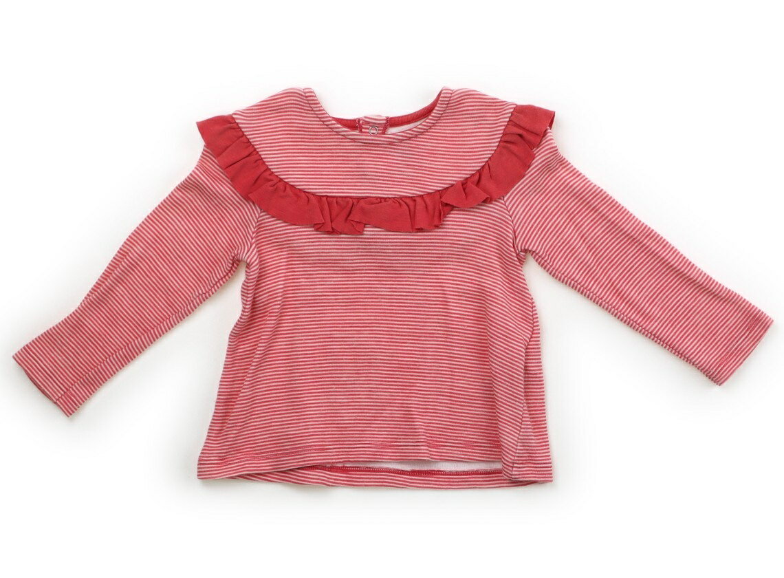 プチバトー PETIT BATEAU Tシャツ・カットソー 80 女の子 レッド・ホワイト・ボーダー 子供服 ベビー服 キッズ アウトレット ユーズド 【中古】キッズ・ベビー・マタニティ