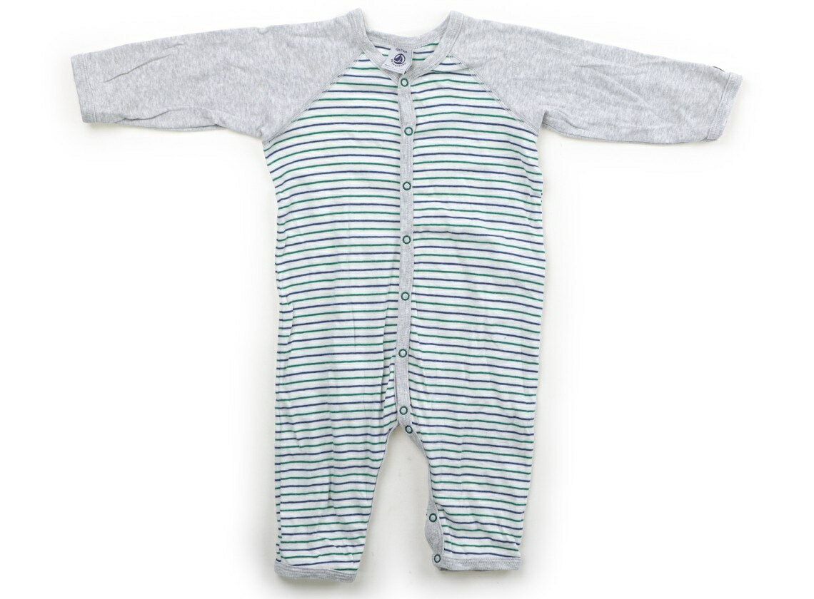 プチバトー PETIT BATEAU カバーオール 70 男の子 グレー、青、緑 子供服 ベビー服 キッズ アウトレット ユーズド 【中古】キッズ・ベビー・マタニティ