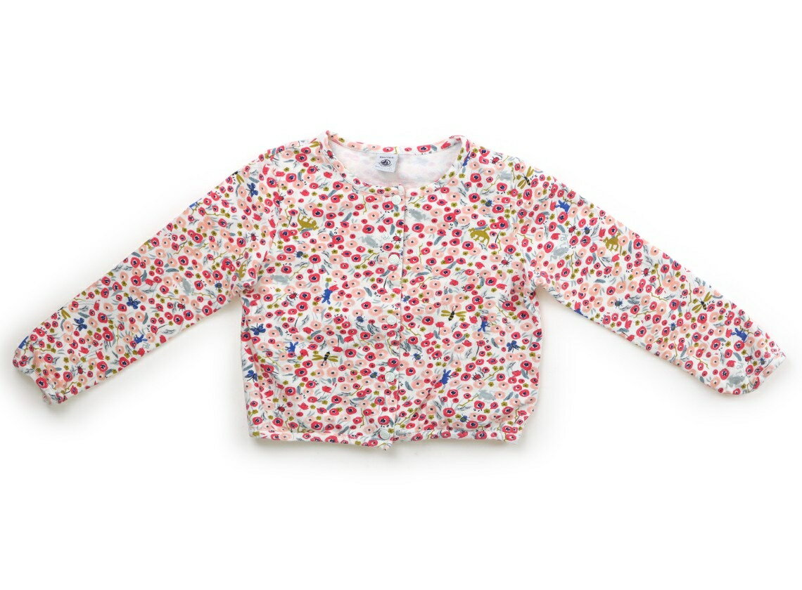 プチバトー PETIT BATEAU カーディガン 110 女の子 白・黄土色・総柄 子供服 ベビー服 キッズ アウトレット ユーズド 【中古】キッズ・ベビー・マタニティ