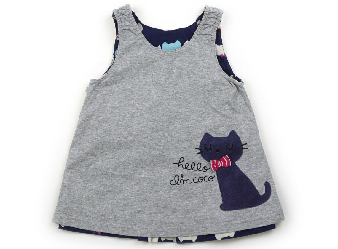 ニットプランナー（KP） Knit Planner(KP) ジャンパースカート 80 女の子 グレー、ネイビー、ネコ柄 子..