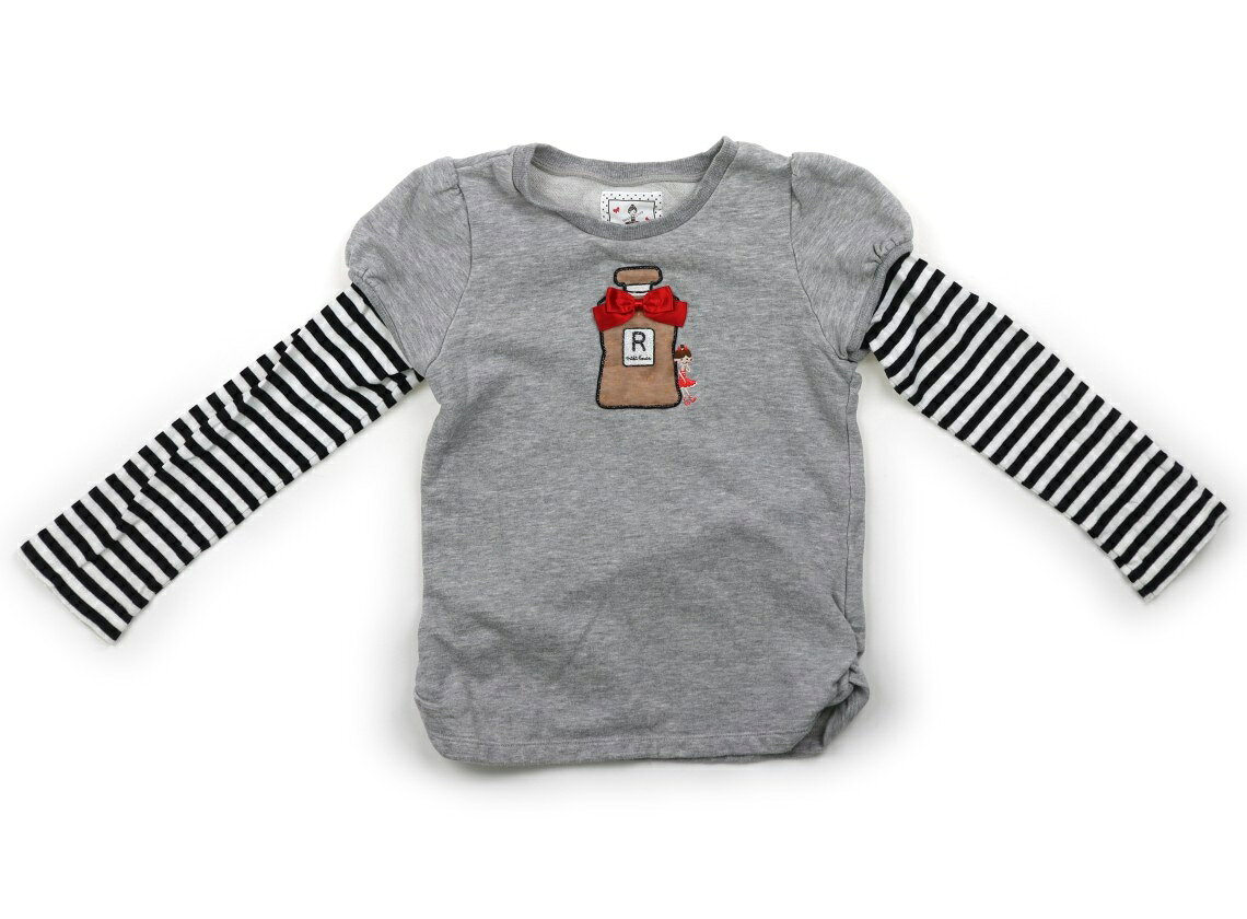 ミキハウス miki HOUSE トレーナー・プルオーバー 130 女の子 グレー・白黒ボーダー 子供服 ベビー服 キッズ アウトレット ユーズド 【中古】キッズ・ベビー・マタニティ