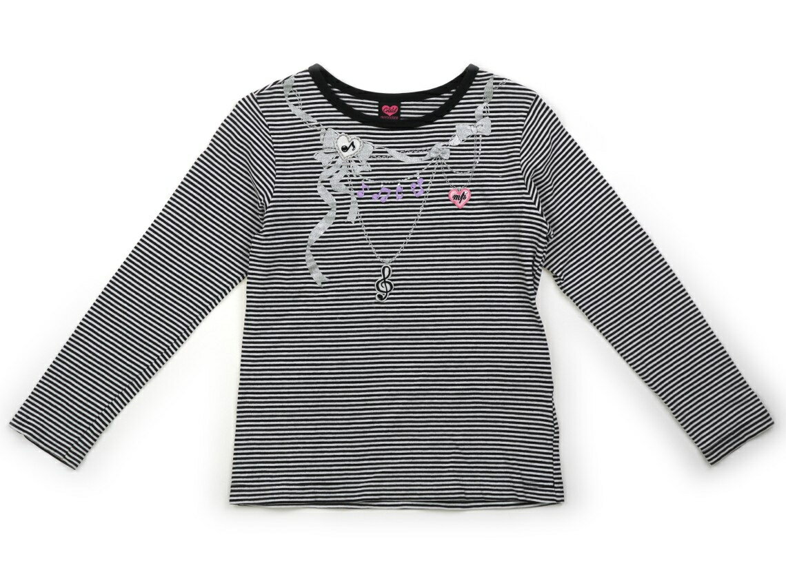 メゾピアノ mezzo piano Tシャツ・カットソー 140 女の子 黒ボーダー柄 子供服 ベビー服 キッズ アウトレット ユーズド 【中古】キッズ・ベビー・マタニティ