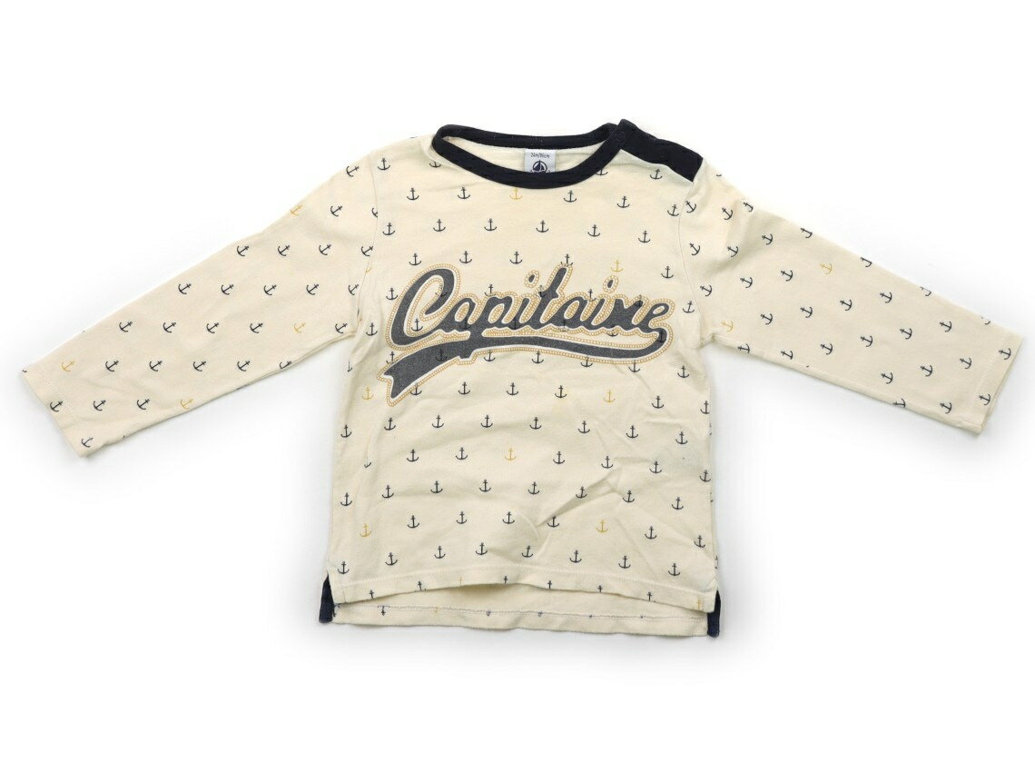 プチバトー PETIT BATEAU Tシャツ・カットソー 80 男の子 ホワイト・イカリ柄 子供服 ベビー服 キッズ アウトレット ユーズド 【中古】キッズ・ベビー・マタニティ
