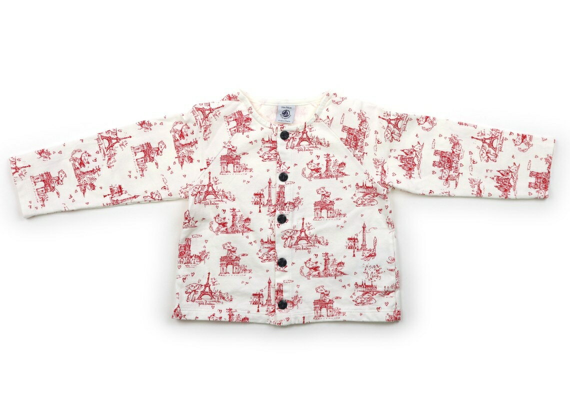 プチバトー PETIT BATEAU カーディガン 80 女の子 オフ白・赤・ハート・動物 子供服 ベビー服 キッズ アウトレット ユーズド 【中古】キッズ・ベビー・マタニティ