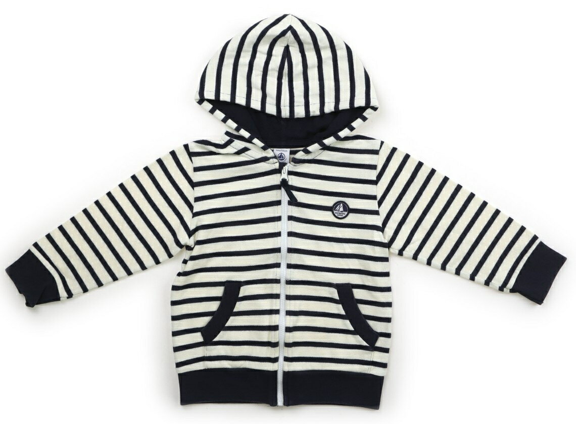 プチバトー PETIT BATEAU パーカー 100 男の子 キナリ・ネイビーボーダー 子供服 ベビー服 キッズ アウトレット ユーズド 【中古】キッズ・ベビー・マタニティ