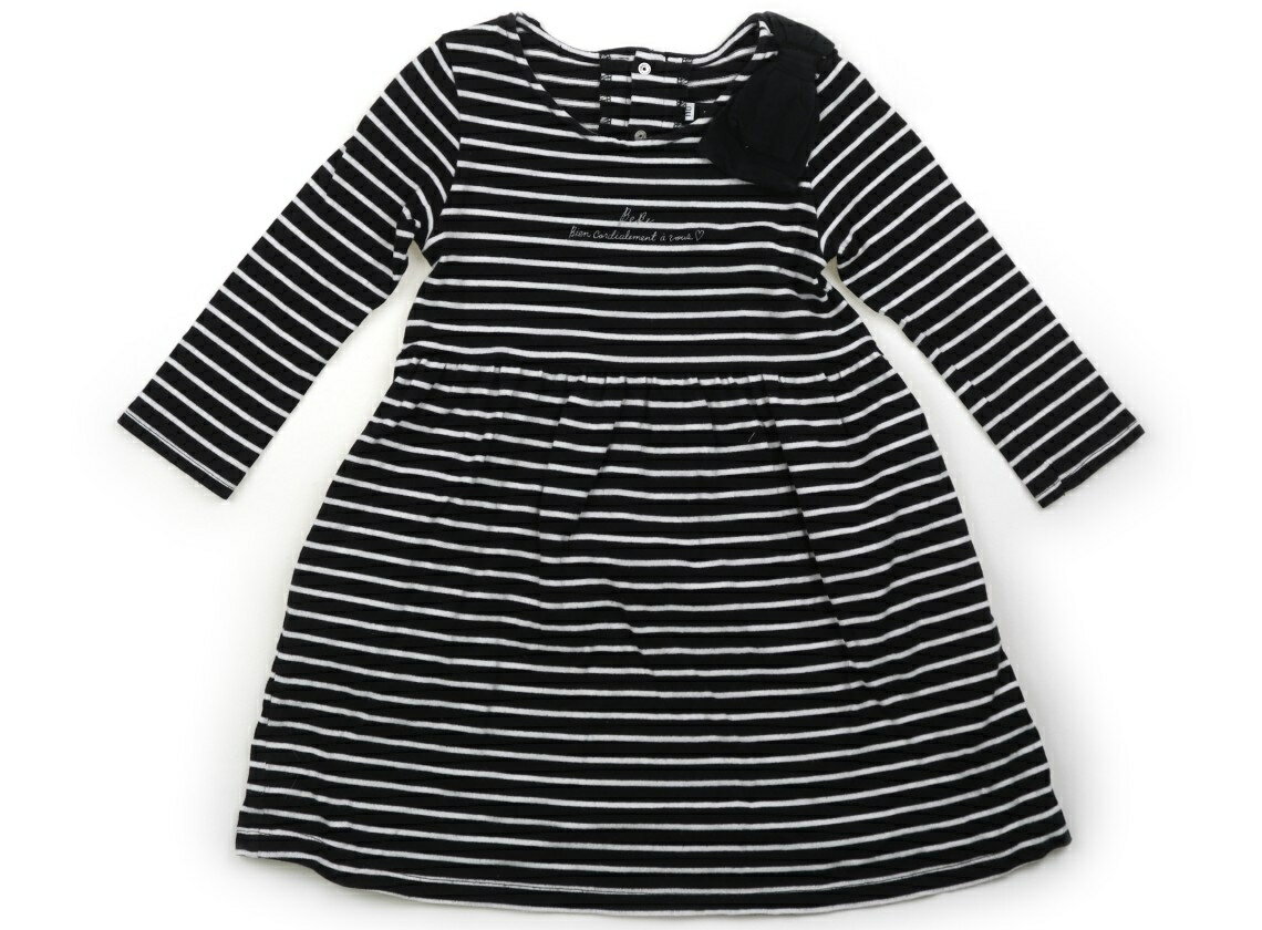 べべ BeBe ワンピース 110 女の子 ボーダー、白黒 子供服 ベビー服 キッズ アウトレット ユーズド 【中古】キッズ・ベビー・マタニティ