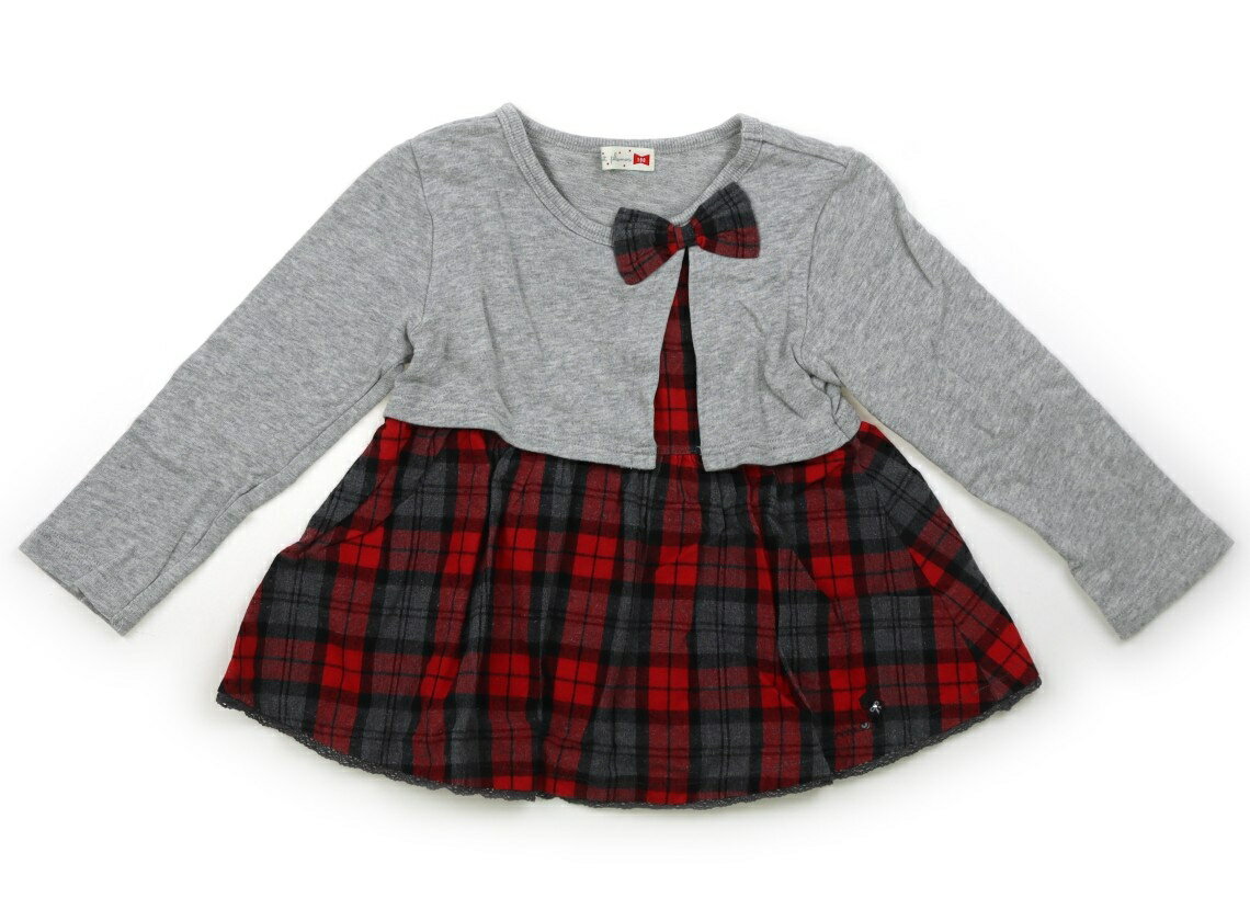 ニットプランナー（KP） Knit Planner(KP) ワンピース 100 女の子 グレー・レッド・チェック 子供服 ベ..