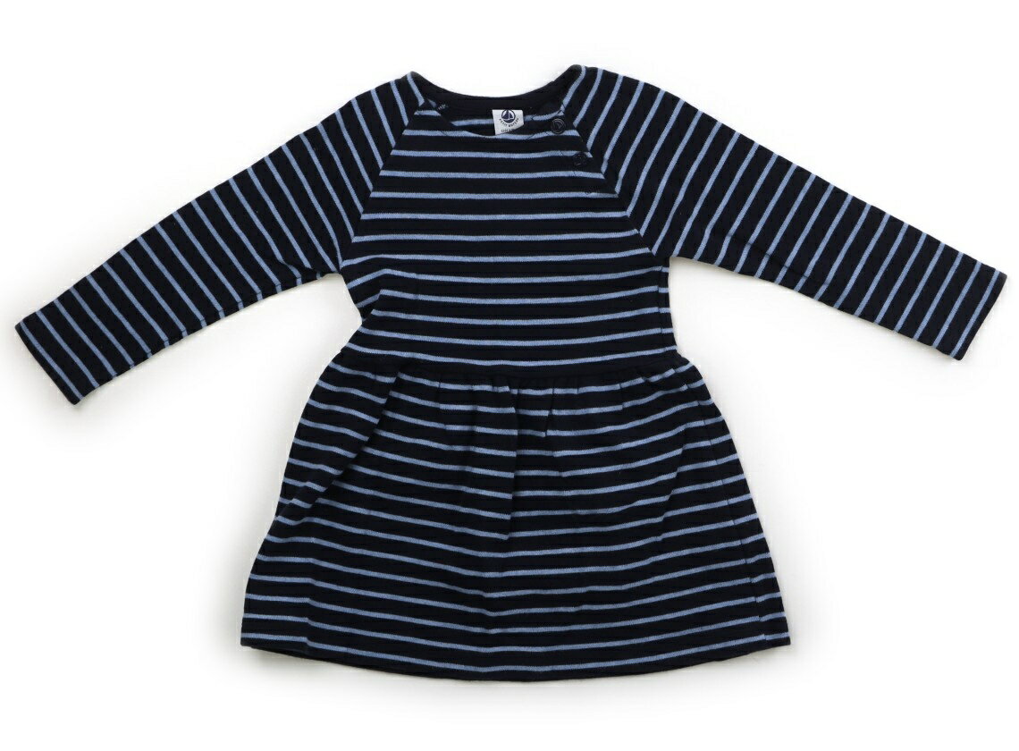 プチバトー PETIT BATEAU ワンピース 95 女の子 紺、水色 子供服 ベビー服 キッズ アウトレット ユーズド 【中古】キッズ・ベビー・マタニティ