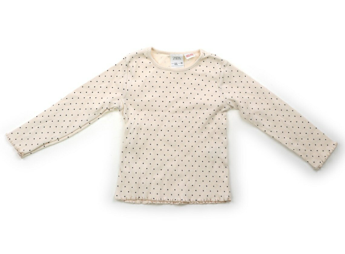 ザラ ZARA Tシャツ・カットソー 95 女の子 ライトピンク・ブラックドット 子供服 ベビー服 キッズ アウトレット ユーズド 【中古】キッズ・ベビー・マタニティ