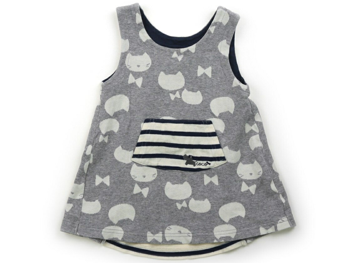 ニットプランナー（KP） Knit Planner(KP) ジャンパースカート 80 女の子 グレー、ネコ柄 子供服 ベビ..