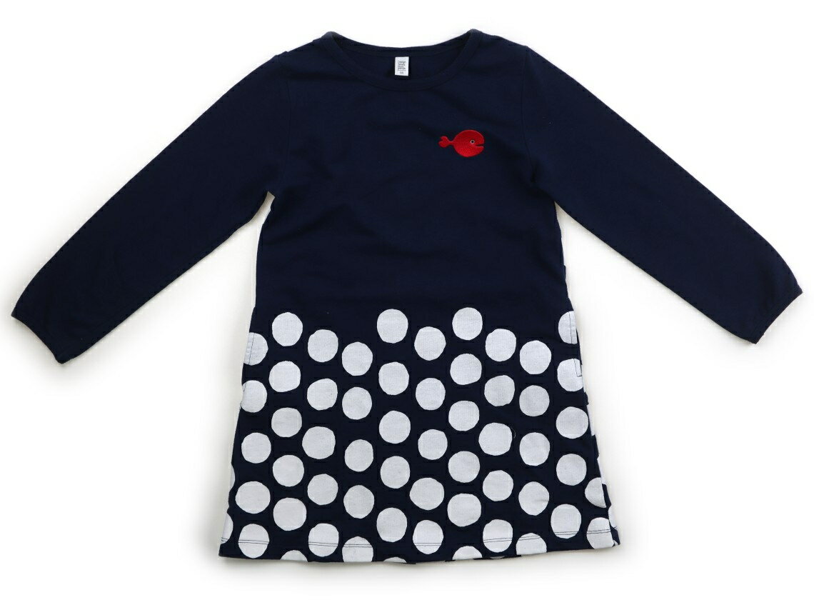 グラニフ graniph ワンピース 130 女の子 ネイビー、白 子供服 ベビー服 キッズ アウトレット ユーズド 【中古】キッズ・ベビー・マタニティ