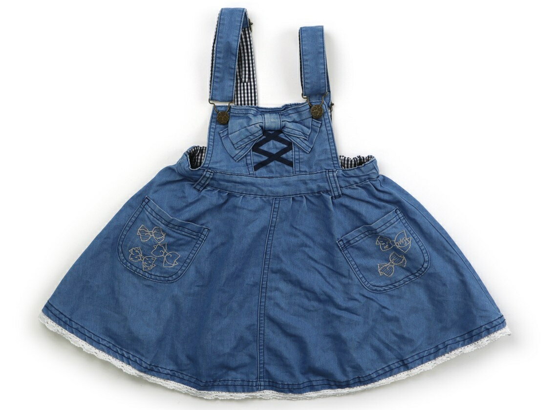 メゾピアノ mezzo piano ジャンパースカート 110 女の子 ブルー・チェック・白 子供服 ベビー服 キッズ アウトレット ユーズド 【中古】キッズ・ベビー・マタニティ