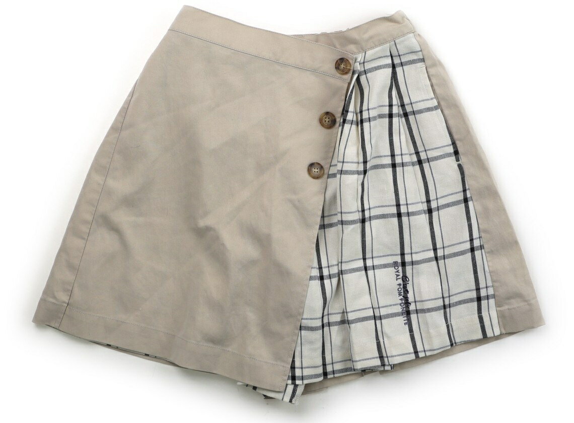 ポンポネット pom ponette スカート 150 女の子 ベージュ・キナリ×ブラックチェッ...