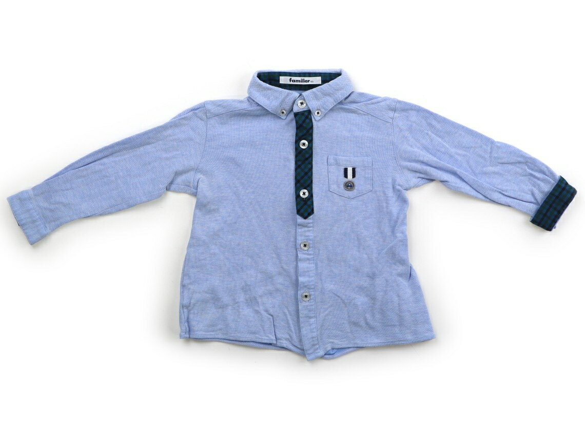 ファミリア familiar シャツ・ブラウス 100 男の子 ブルー・グリーン・チェック 子供服 ベビー服 キッズ アウトレット ユーズド 【中古】キッズ・ベビー・マタニティ