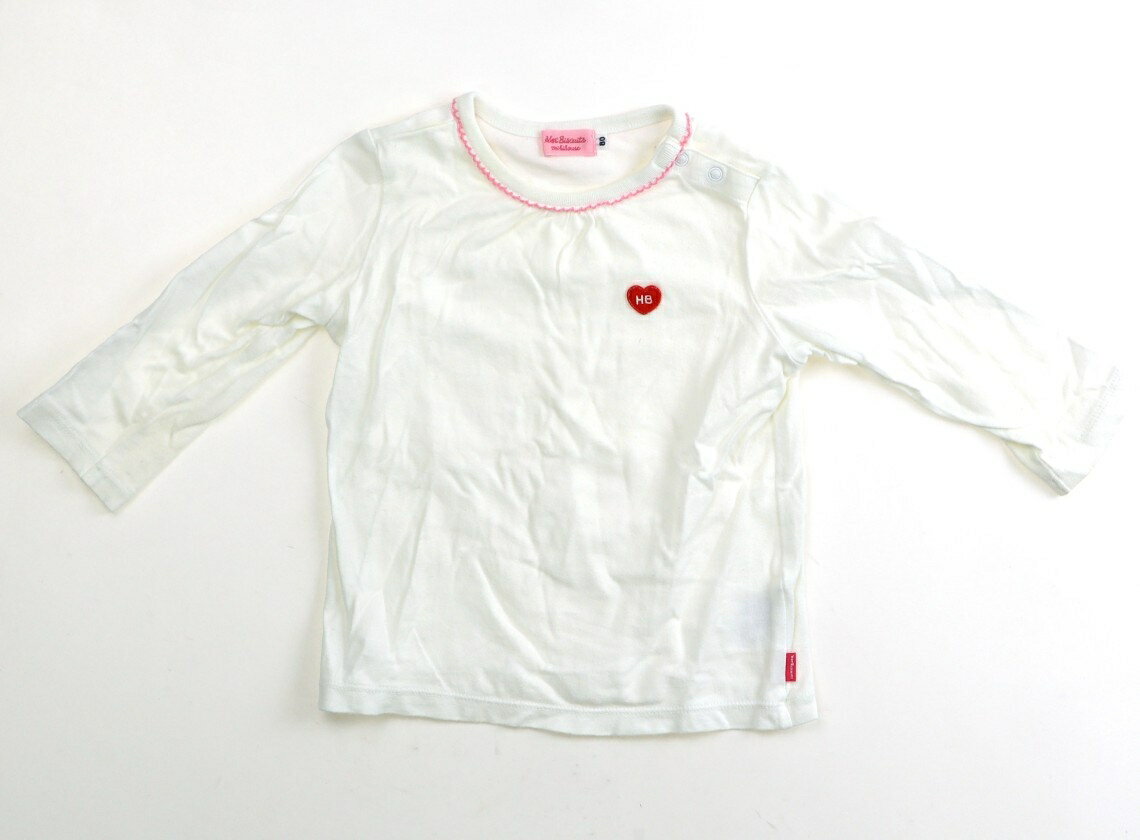 　ブランド 　Hot Biscuits(ホットビスケッツ) 　カテゴリー 　Tシャツ・カットソー 　サイズ 　80サイズ 　色 　ホワイト・ピンク・レッド 　状態 　★★★ 　記名 　なし 　ジャンル 　Girl 左肩スナップボタン留め。シワ感・襟ぐりにうっすらと黒ずみ汚れがありますがまだまだお使い頂けそうです。 ＊【状態】【サイズ】に関しての詳しい説明はこちら