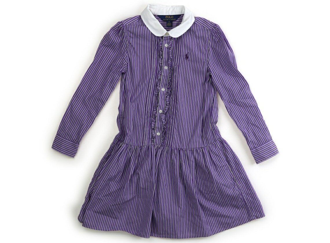 ポロラルフローレン POLO RALPH LAUREN ワンピース 120 女の子 パープル・オフストライプ 子供服 ベビー服 キッズ アウトレット ユーズド 【中古】キッズ・ベビー・マタニティ