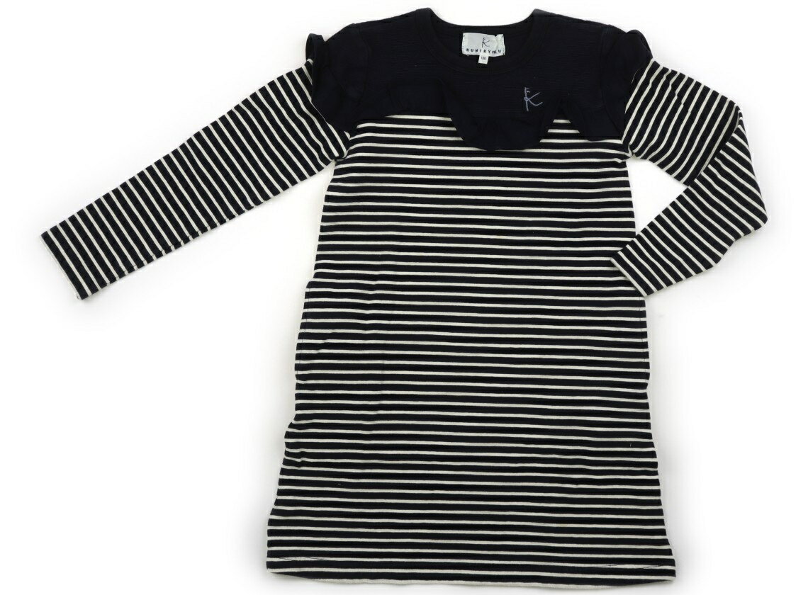 組曲 Kumikyoku ワンピース 130 女の子 ネイビー・ライトベージュ・ボーダー・フリル 子供服 ベビー服 キッズ アウトレット ユーズド 【中古】キッズ・ベビー・マタニティ