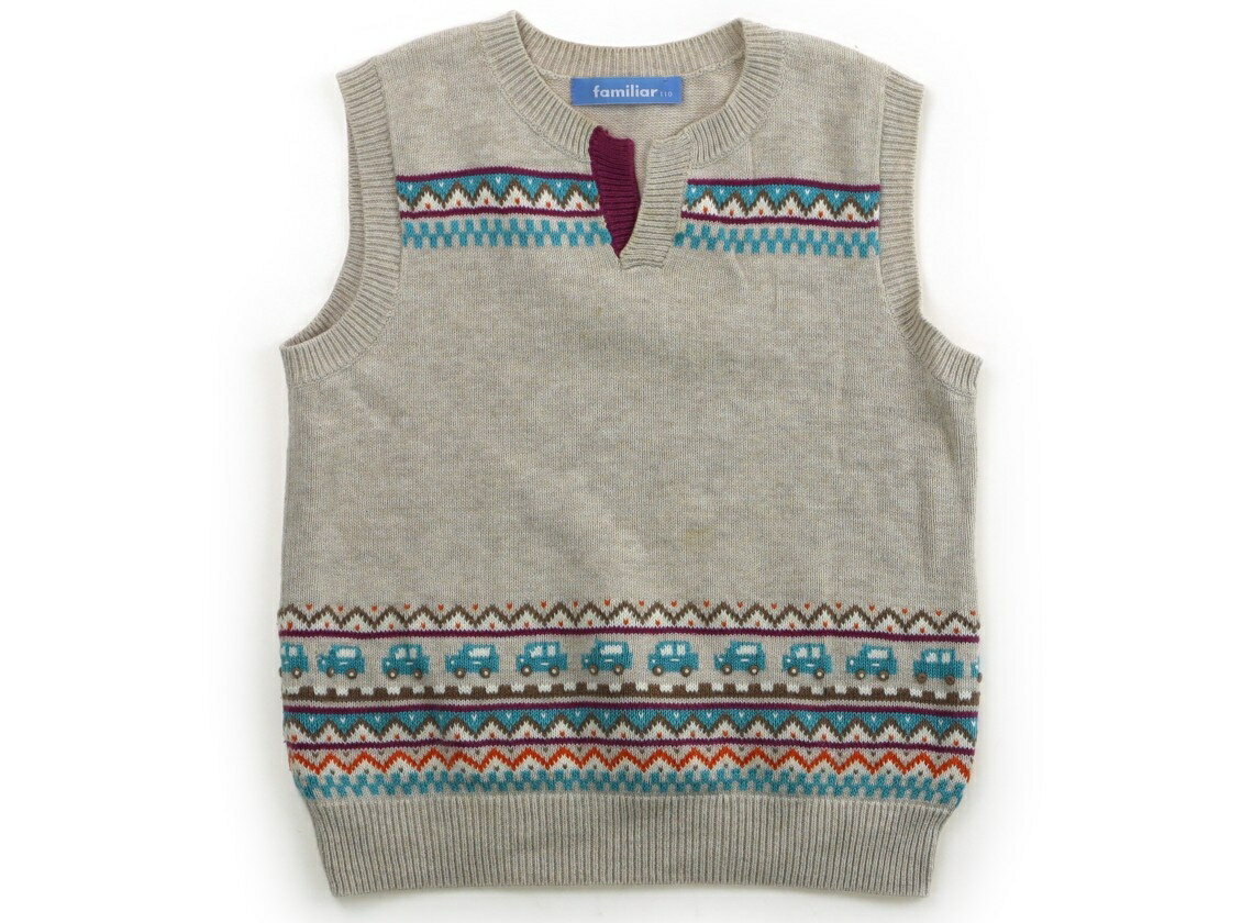 ファミリア familiar ベスト 110 男の子 グレージュ・アクアブルー系車ノルディック 子供服 ベビー服 キッズ アウトレット ユーズド 【中古】キッズ・ベビー・マタニティ