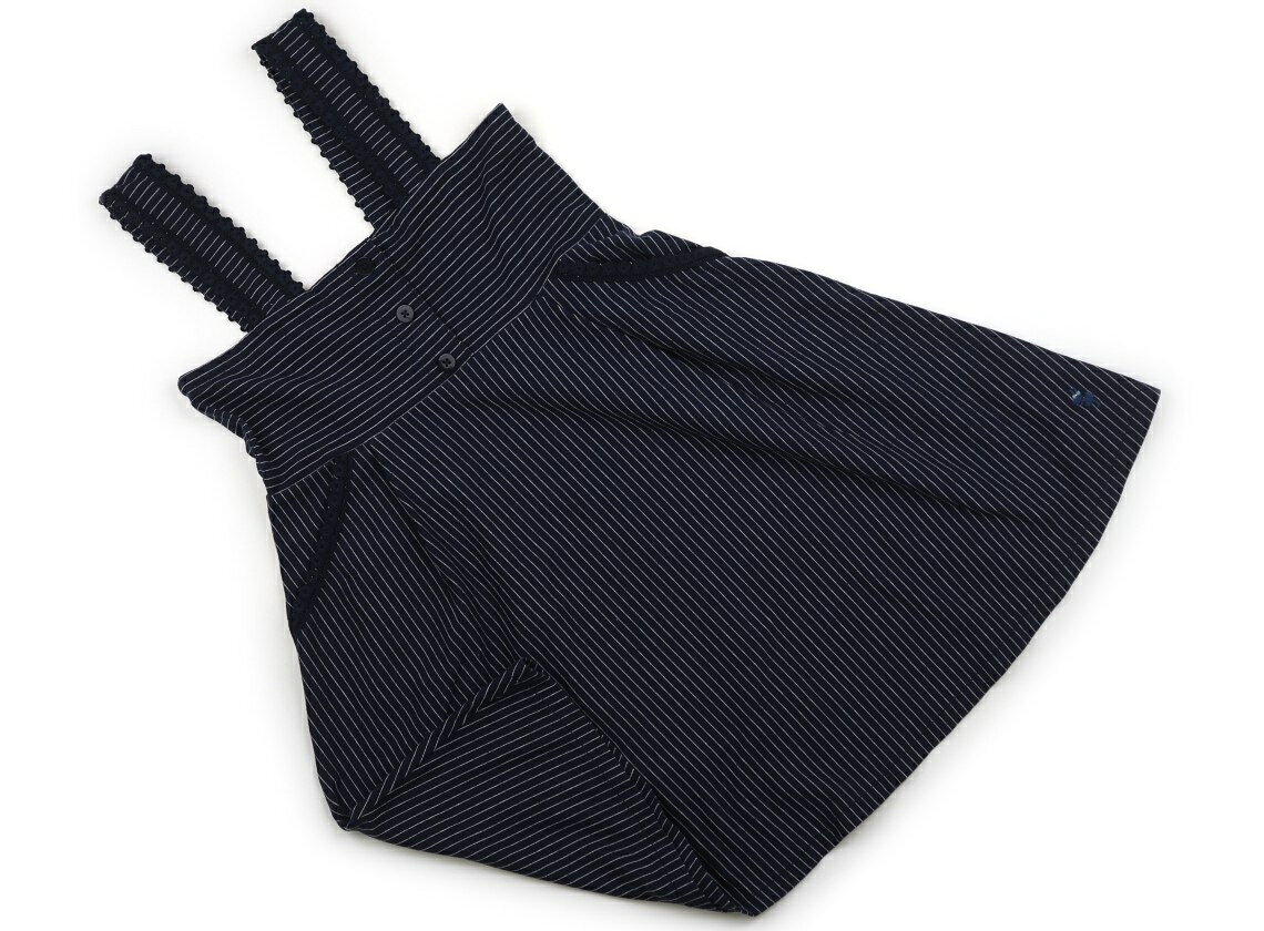 Jumpers - ニットプランナー（KP） Knit Planner(KP) ジャンパースカート 140 女の子 ネイビー、白ストライプ 子供服 ベビー服 キッズ アウトレット ユーズド 【中古】キッズ・ベビー・マタニティ
