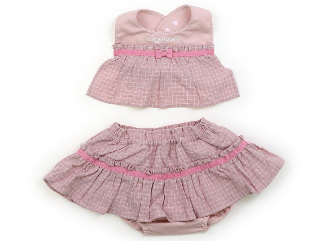 メゾピアノ mezzo piano ブルマ・ダイパーカバー 60 女の子 ピンク、白チェック、リボン 子供服 ベビー..