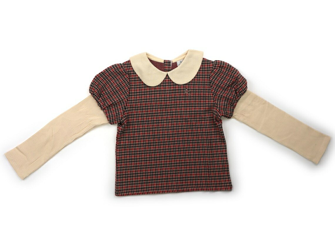 組曲 Kumikyoku トレーナー・プルオーバー 130 女の子 生成、赤黒チェック 子供服 ベビー服 キッズ アウトレット ユーズド 【中古】キッズ・ベビー・マタニティ