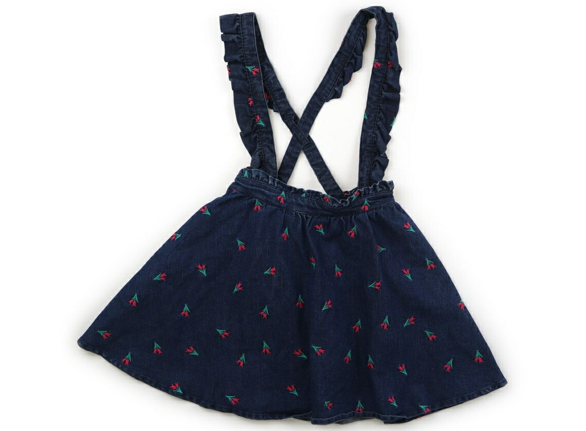 カルディア Caldia ジャンパースカート 140 女の子 ネイビーデニム、花刺繍 子供服 ベビー服 キッズ アウトレット ユーズド 【中古】キッズ・ベビー・マタニティ