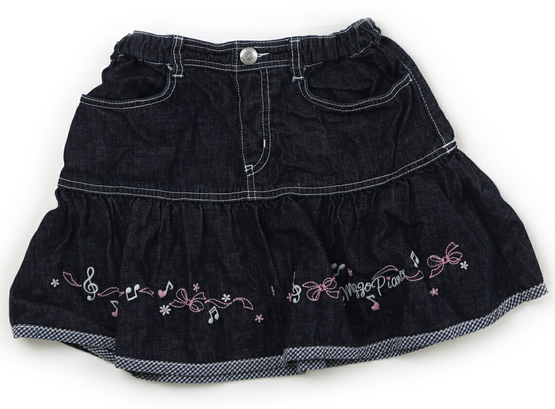 メゾピアノ mezzo piano スカート 130 女の子 ネイビー、ピンク、リボン、花 子供服 ベビー服 キッズ アウトレット ユーズド 【中古】..