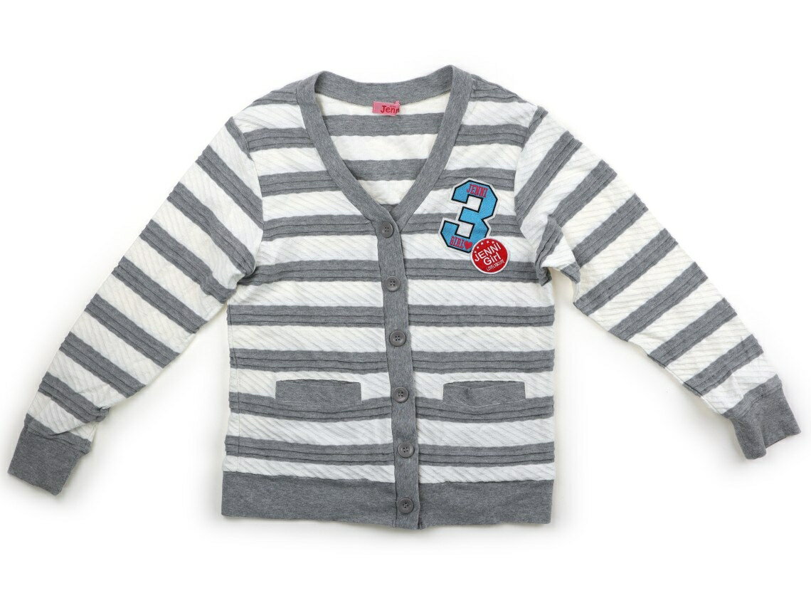 ジェニィ JENNI カーディガン 160 女の子 グレー、白、ボーダー 子供服 ベビー服 キッズ アウトレット ユーズド 【中古】キッズ・ベビー・マタニティ
