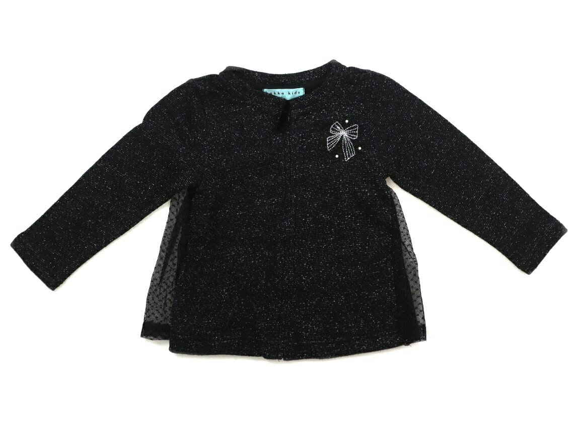 　ブランド 　HAKKA(ハッカ) 　カテゴリー 　カーディガン 　サイズ 　100サイズ 　色 　黒ラメ 　状態 　★★★★ 　記名 　なし 　ジャンル 　Girl ファスナー開き。全体的にきれいな状態です。まだまだ活躍してくれそうです。 ＊【状態】【サイズ】に関しての詳しい説明はこちら