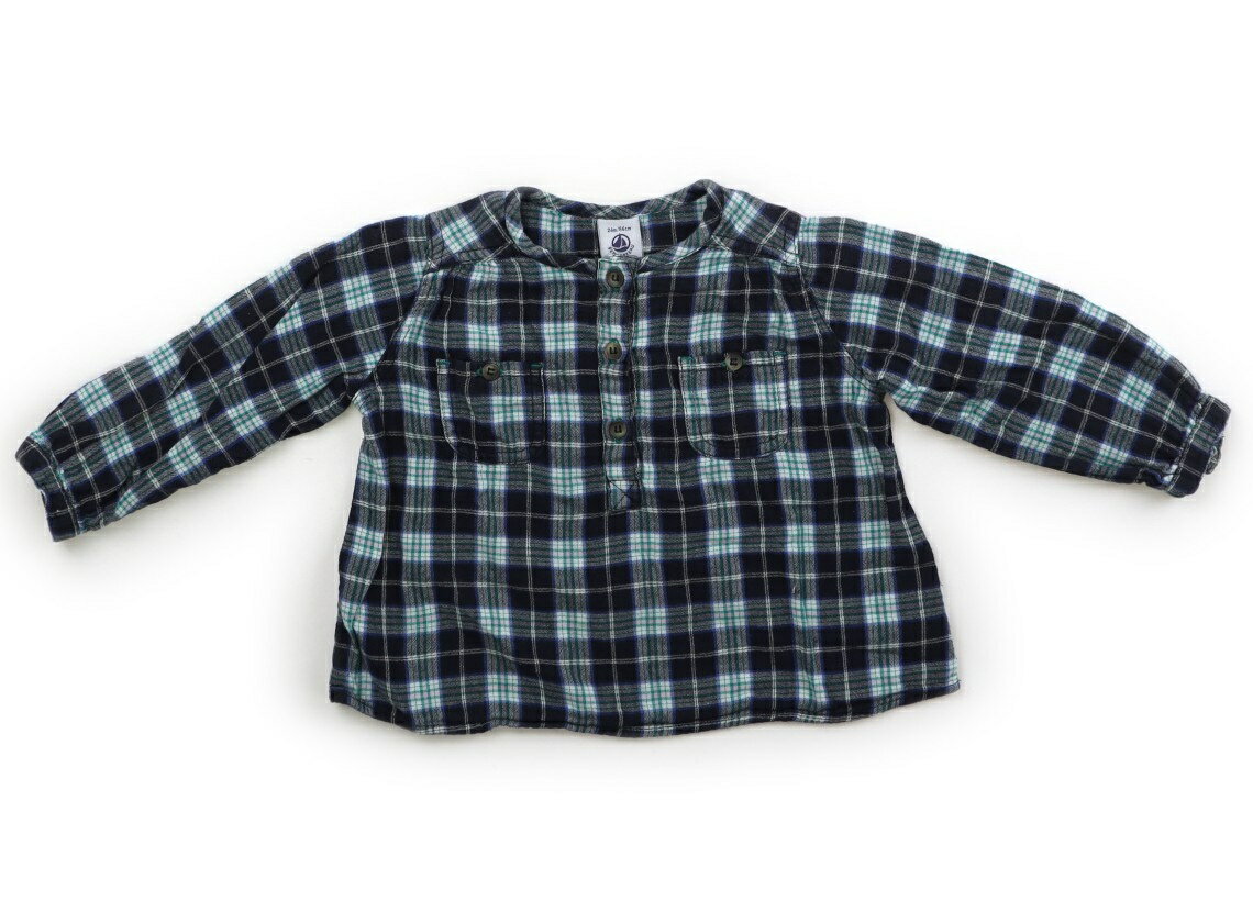 Rakuten - プチバトー PETIT BATEAU シャツ・ブラウス 80 男の子 ネイビー、グリーン系 子供服 ベビー服 キッズ アウトレット ユーズド 【中古】キッズ・ベビー・マタニティ