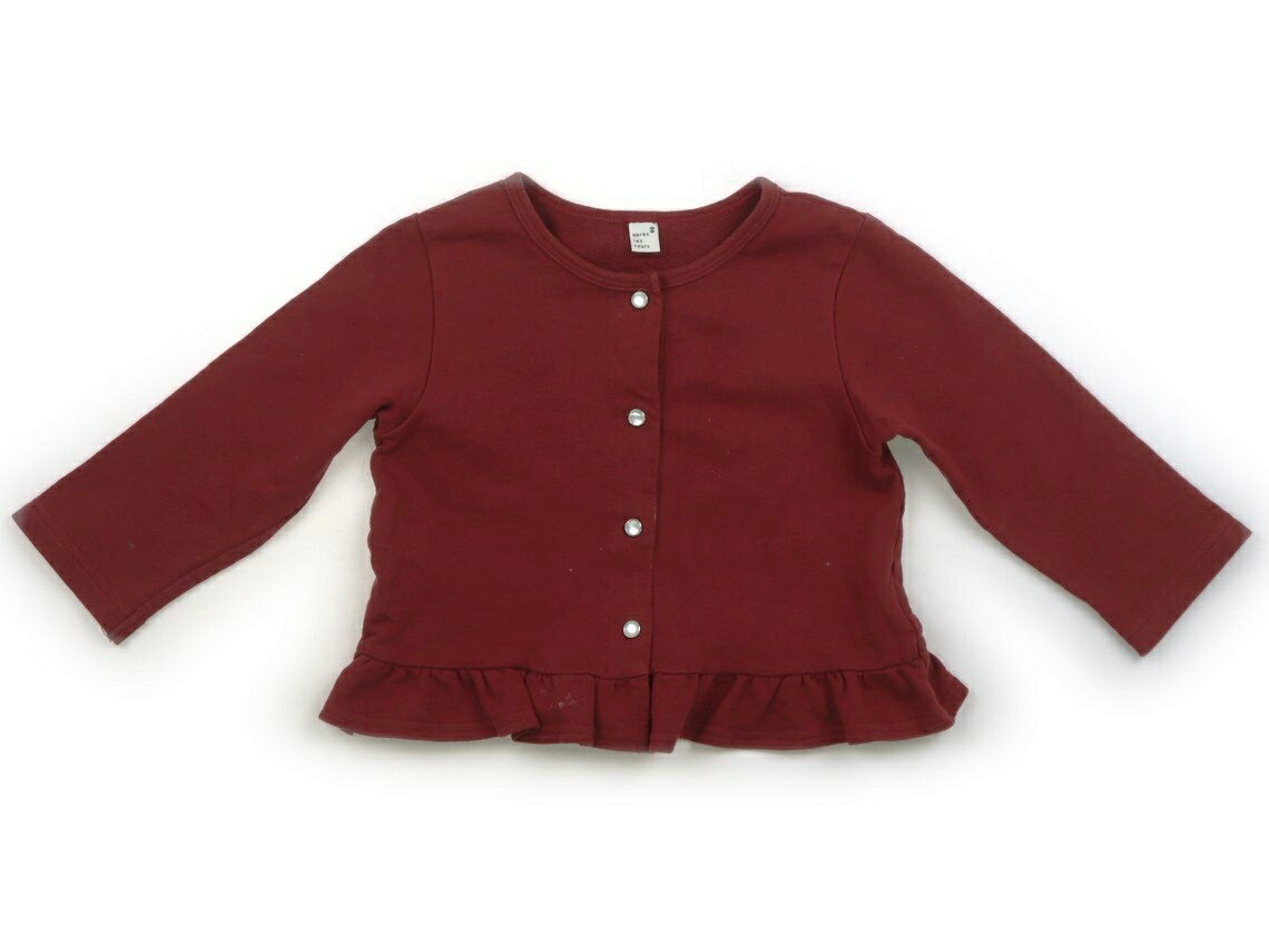 　ブランド 　apres les cours(アプレレクール) 　カテゴリー 　カーディガン 　サイズ 　90サイズ 　色 　赤茶色、フリル 　状態 　★★（返品不可） 　記名 　あり（タグ） 　ジャンル 　Girl 薄手のトレーナー生地。裾や前中心に白っぽい汚れ、全体に色あせ・毛羽立ちに伴う白っぽさが見られます。 ＊【状態】【サイズ】に関しての詳しい説明はこちら