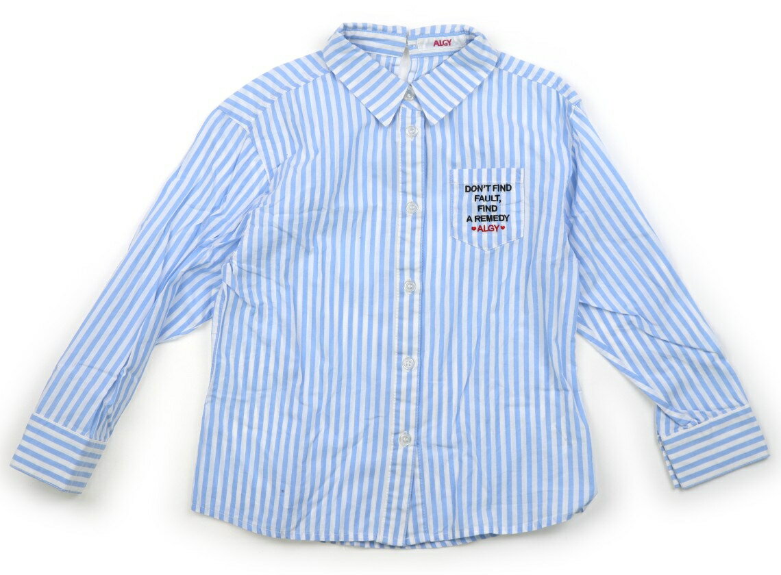 アルジー ALGY シャツ・ブラウス 130 女の子 水色・白・ストライプ 子供服 ベビー服 キッズ アウトレッ..