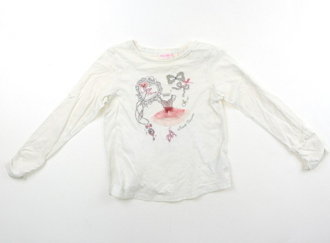 メゾピアノ mezzo piano Tシャツ・カットソー 130 女の子 オフホワイト、ピンク、シャンパンゴールド 子供服 ベビー服 キッズ アウトレット ユーズド 【中古】キッズ・ベビー・マタニティ