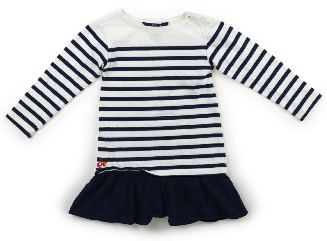 ポロラルフローレン POLO RALPH LAUREN ワンピース 110 女の子 白、紺ボーダー 子供服 ベビー服 キッズ アウトレット ユーズド 【中古】キッズ・ベビー・マタニティ