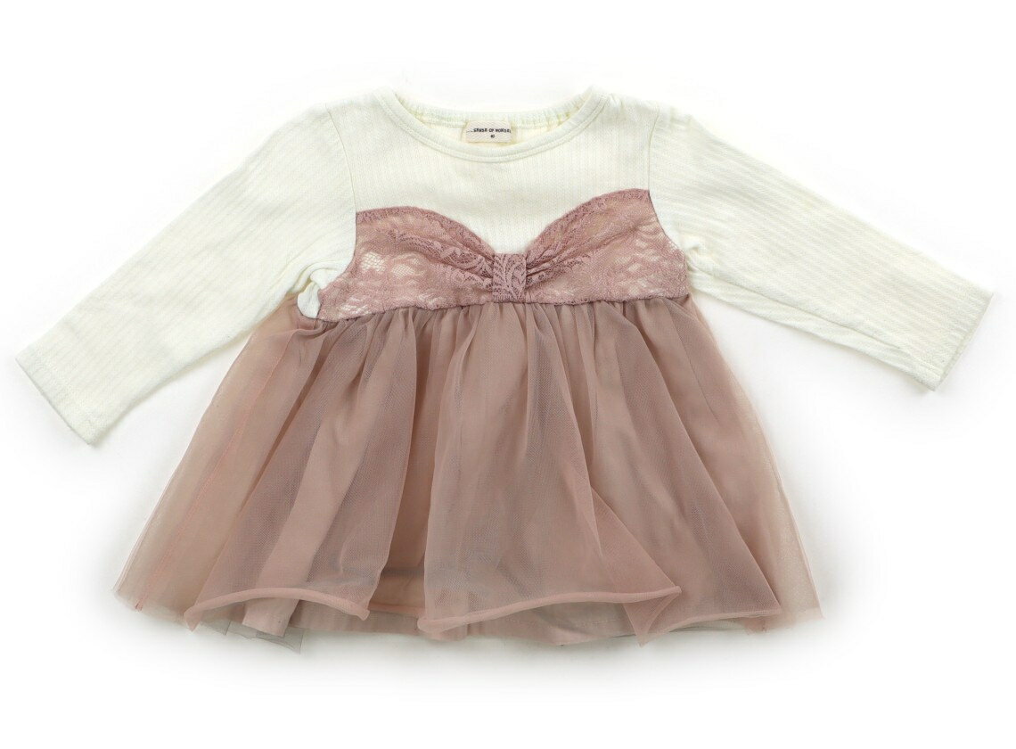 Rakuten - センスオブワンダー Sense of Wonder チュニック 80 女の子 ホワイト・くすみピンク 子供服 ベビー服 キッズ アウトレット ユーズド 【中古】キッズ・ベビー・マタニティ