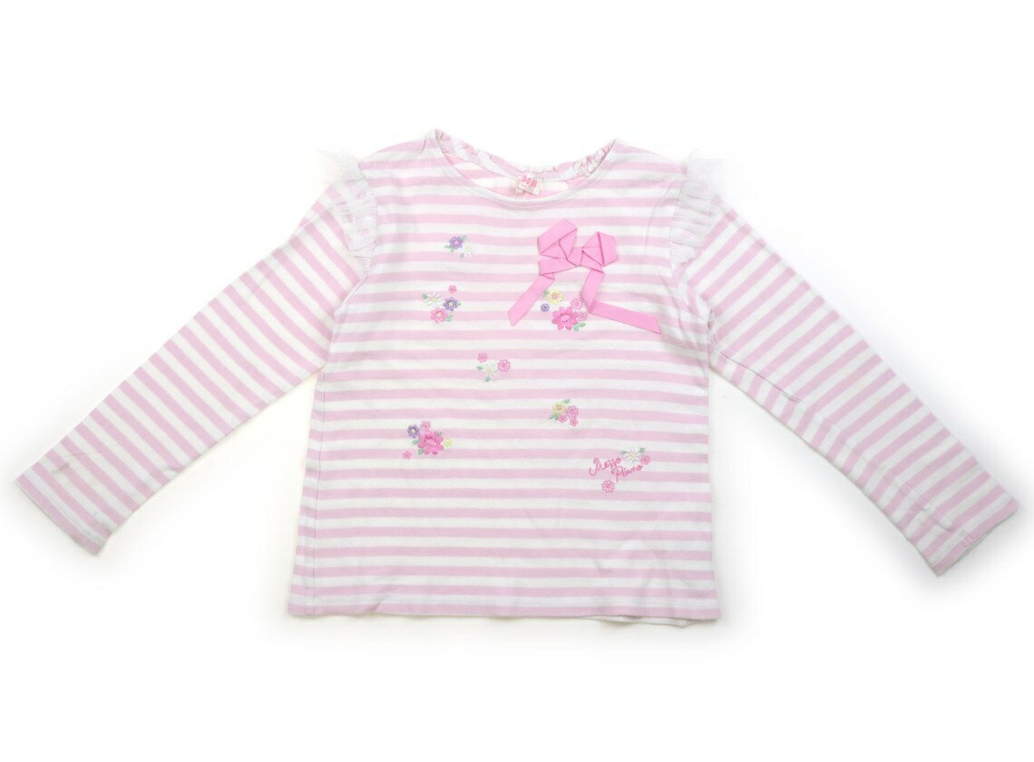 メゾピアノ mezzo piano Tシャツ・カットソー 140 女の子 ピンク・ホワイト・ボーダー 子供服 ベビー服 キッズ アウトレット ユーズド 【中古】キッズ・ベビー・マタニティ