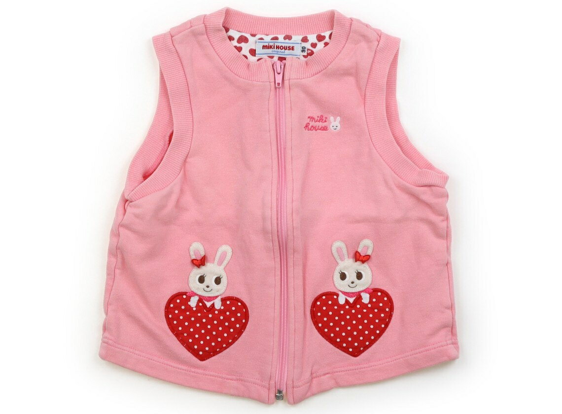 Vests - ミキハウス miki HOUSE ベスト 90 女の子 ピンク　うさぎ柄 子供服 ベビー服 キッズ アウトレット ユーズド 【中古】キッズ・ベビー・マタニティ