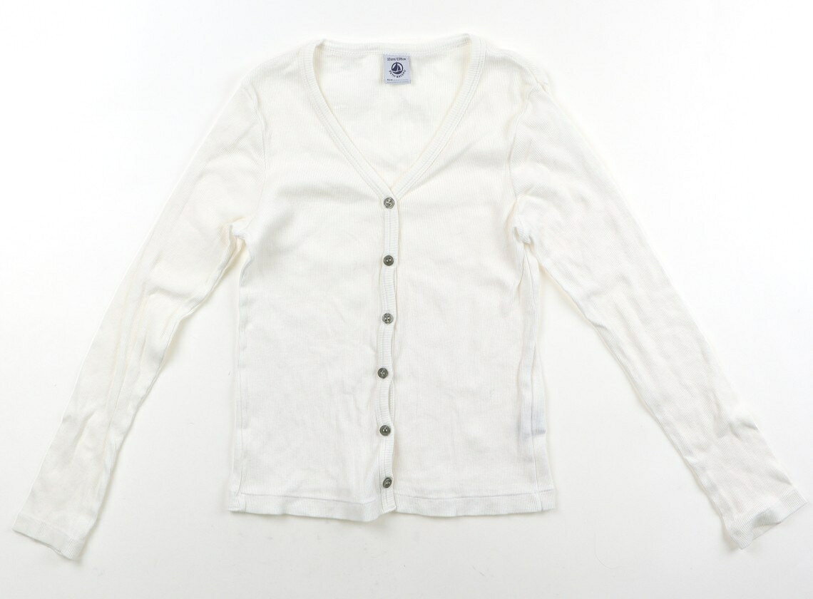 プチバトー PETIT BATEAU カーディガン 130 女の子 ホワイト 子供服 ベビー服 キッズ アウトレット ユーズド 【中古】キッズ・ベビー・マタニティ