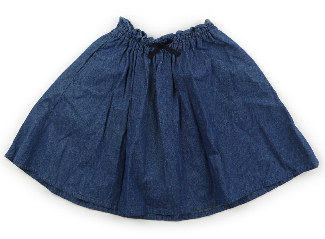 プティマイン petit main スカート 130 女の子 インディゴブルー、リボン 子供服 ベビー服 キッズ アウトレット ユーズド 【中古】キッズ・ベビー・マタニティ