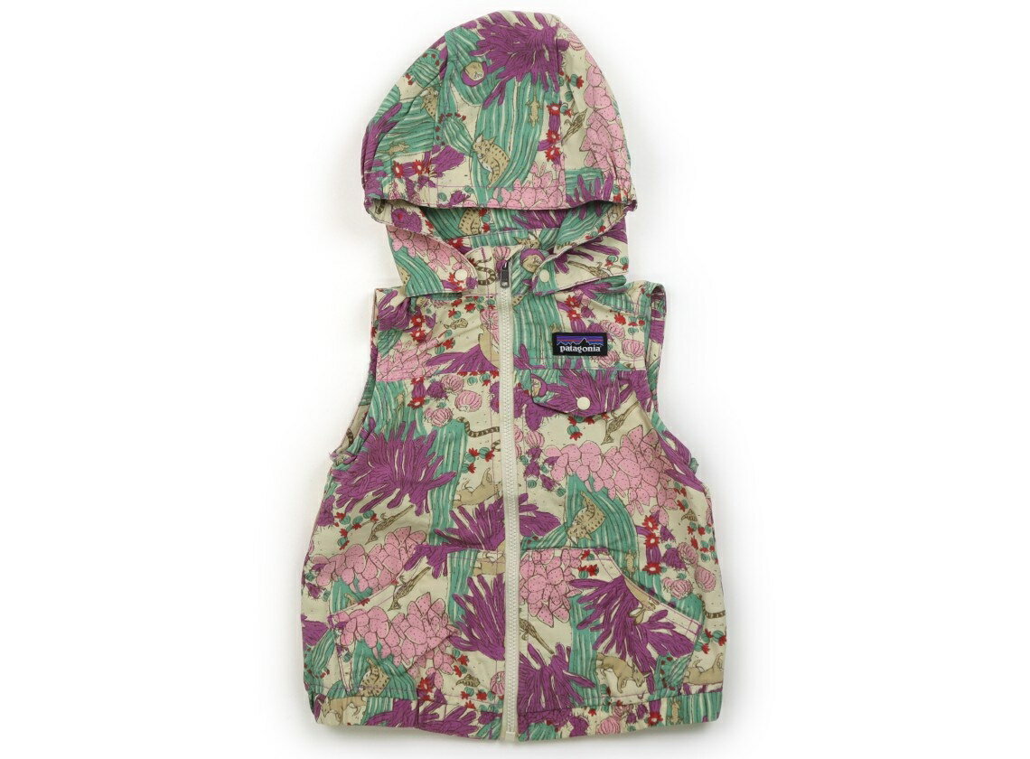 パタゴニア Patagonia ベビーベスト 80 女の子 アイボリー、ピンク・紫の花・動物柄 子供服 ベビー服 ..