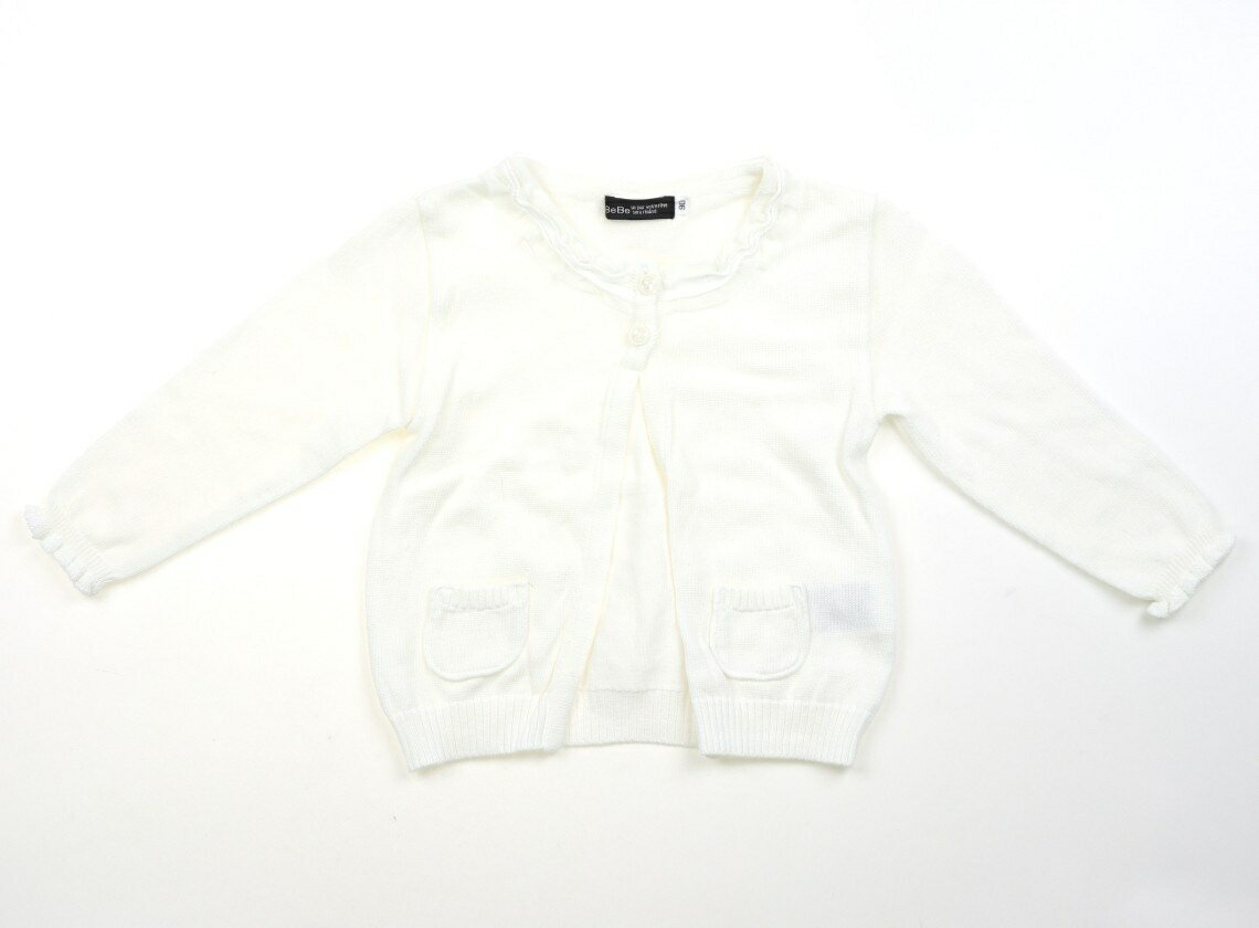 べべ BeBe カーディガン 90 女の子 オフホワイト・フリル 子供服 ベビー服 キッズ ...