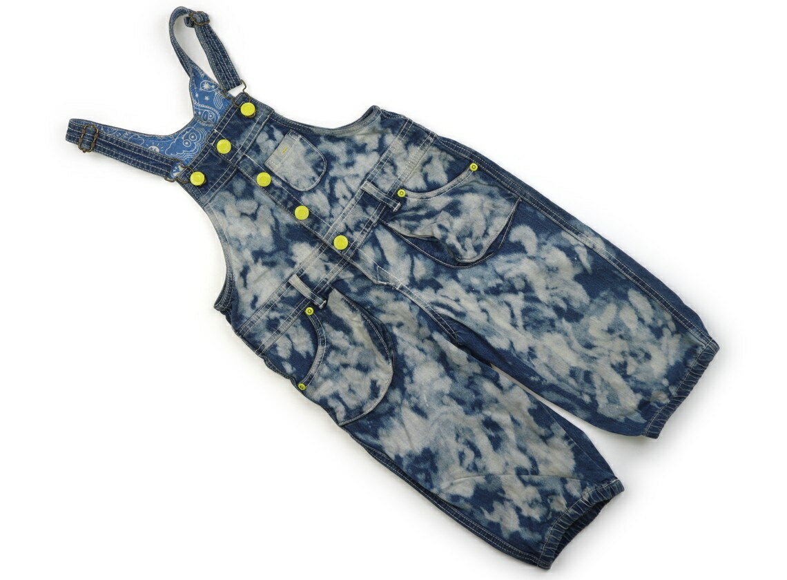 パーティパーティ Party Party オーバーオール 120 女の子 インディゴブルー、白い柄、黄色ボタン 子供服 ベビー服 キッズ アウトレット ユーズド 【中古】キッズ・ベビー・マタニティ