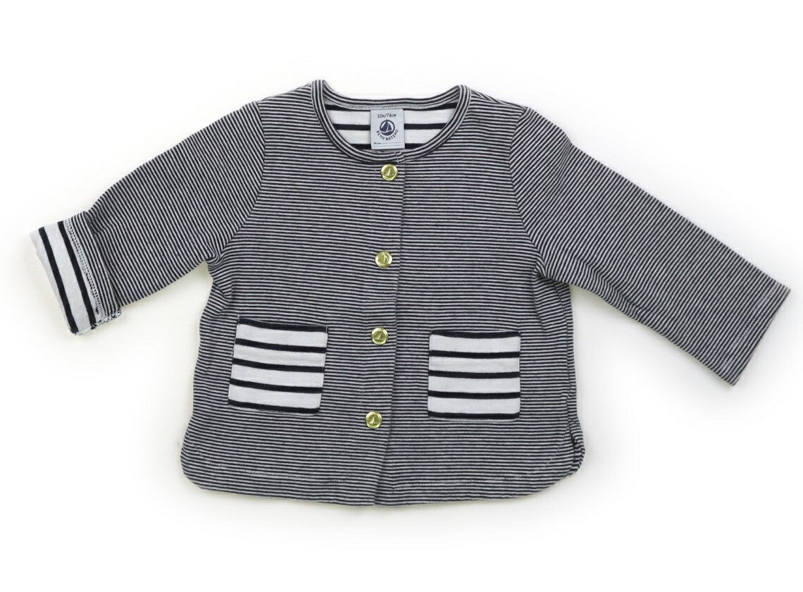 プチバトー PETIT BATEAU カーディガン 70 女の子 ボーダー、白、ネイビー 子供服 ベビー服 キッズ アウトレット ユーズド 【中古】キッズ・ベビー・マタニティ
