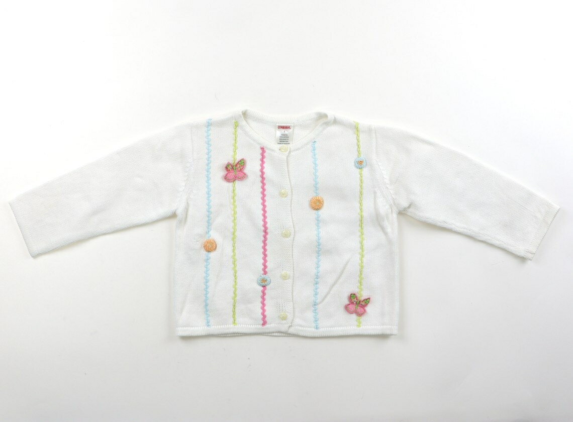 　ブランド 　Gymboree(ジンボリー) 　カテゴリー 　カーディガン 　サイズ 　90サイズ 　色 　ホワイト・カラフルライン 　状態 　★★★ 　記名 　なし 　ジャンル 　Girl 実際のサイズ表記は3。コットンニット。洗いざらし感がありますが、まだお使いいただけそうです。 ＊【状態】【サイズ】に関しての詳しい説明はこちら