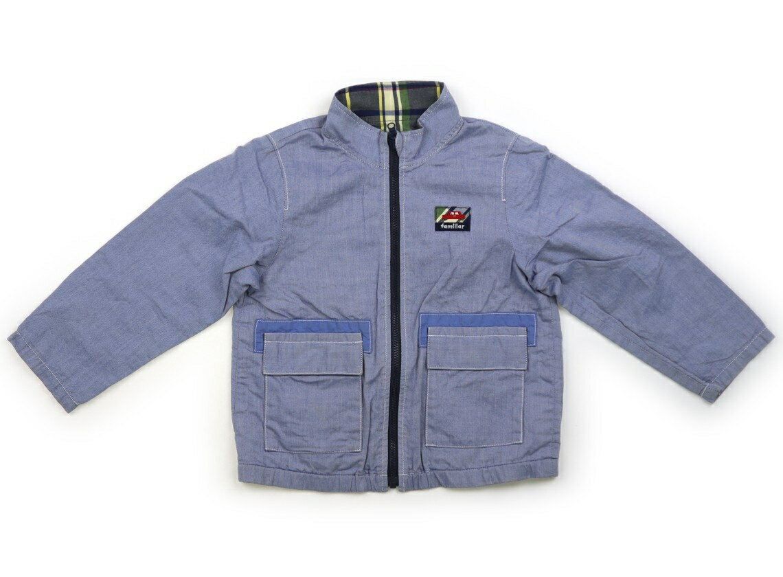 ファミリア familiar ジップアップトレーナー 100 男の子 ブルー、チェック 子供服 ベビー服 キッズ アウトレット ユーズド 【中古】キッズ・ベビー・マタニティ