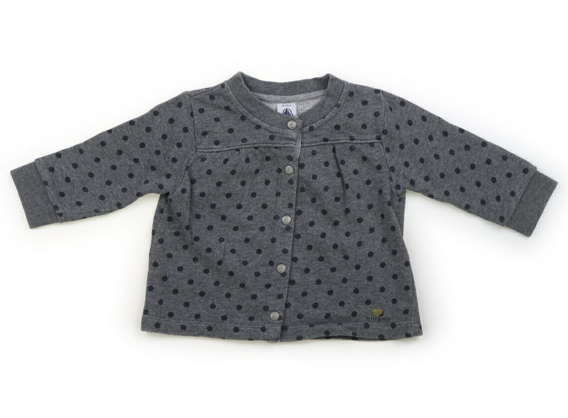 プチバトー PETIT BATEAU カーディガン 80 女の子 グレー・黒サークル 子供服 ベビー服 キッズ アウトレット ユーズド 【中古】キッズ・ベビー・マタニティ